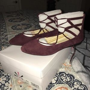 NEW!! Isaac Mizrahi Red suede flats